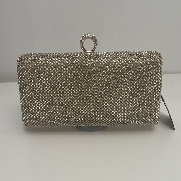 Evening Rhinestone Clutch Handbag Shoulder Bag 8.5” x 4” has a 46”chain - Picture 1 of 6